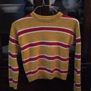 Yellow red and white sweater